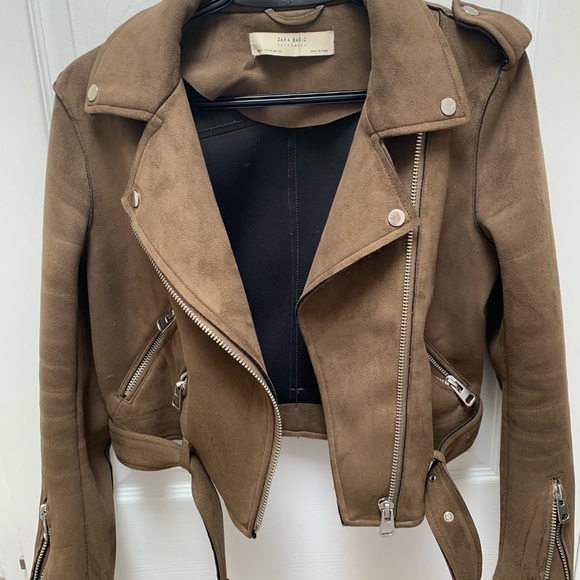Zara faux suede moto style jacket, size M - Picture 2 of 4